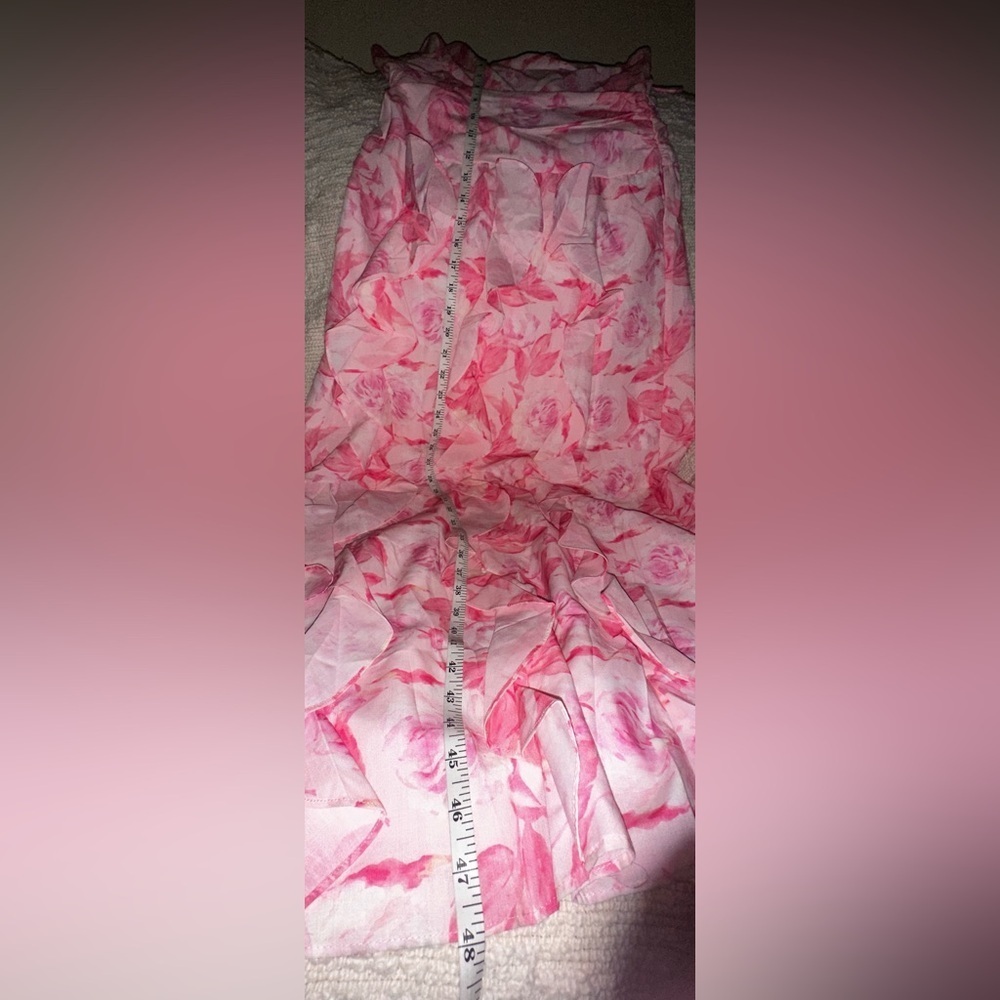 NWT SELFIE LESLIE Serif Ruffle Trim Split Maxi Dress Pink Various Sizes - Picture 14 of 14